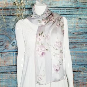 Vintage Lavender Floral Stripe Scarf